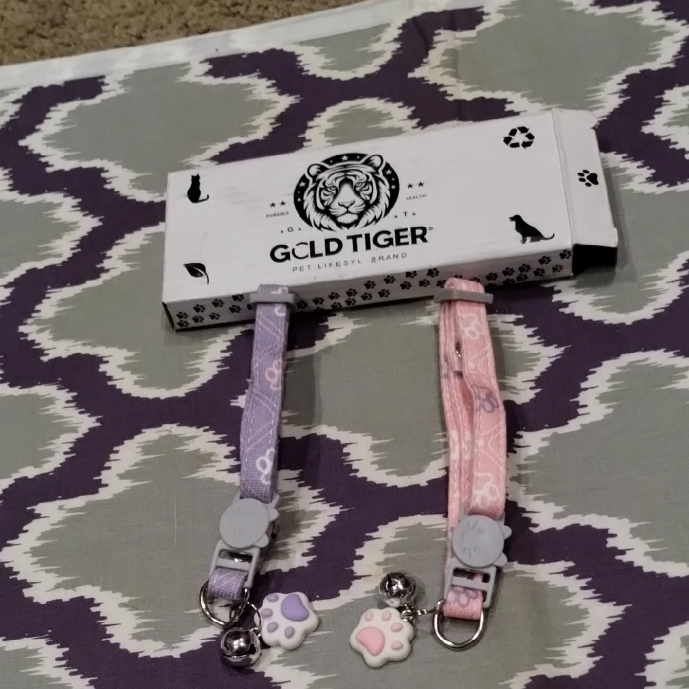 GOLD TIGER Pet Collar Set - Purple and Pink